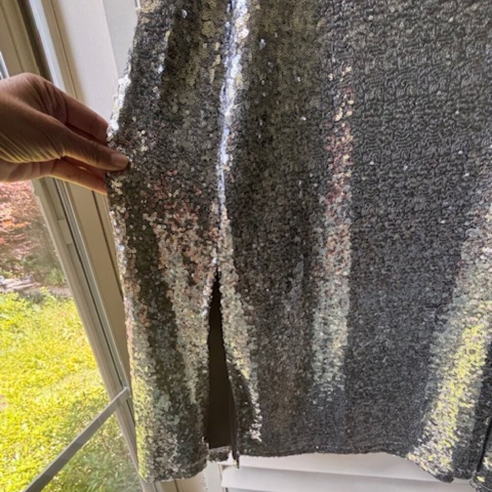 Eloquii Stretch Sequin Skirt Silver 20W - Picture 4 of 5
